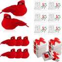 2 x 6 Sets Lucky Red Cardinal Bid with Card and Gift Box - Small Good Luck Charms Ornament Christmas Cardinals Decor, Memorial Sympathy Gifts for Women Men