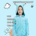 Kids Flannel Animal Onesie Costume Halloween Dress up Christmas for Girls and Boys (Blue)