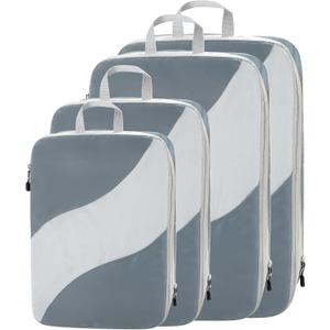 4 Pack Compression Packing Cubes for Travel, See Through Mesh Luggage Packing Organizers for Carry on Suitcase