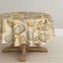 Horaldaily Fall Tablecloth 60×60 Inch Round, Autumn Harvest Maple Leaves Pumpkin Washable Seasonal Table Cover for Party Picnic Dinner Decor