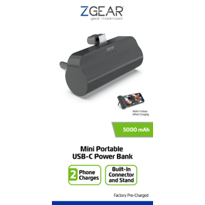 Mini Portable USB-C Power Bank 2 Phone Charges 5000 mAh