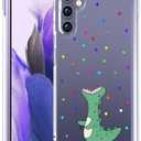 Compatible for Samsung Galaxy S24 / S25 Case Clear Cute for Women - Rugged Phone Cases Funda Protector Cover Skin (Green Dinosaur Animal)