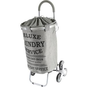 dbest products Stair Climber Laundry Trolley Dolly, Grey Laundry Bag Hamper Basket cart with wheels sorter (Gray)