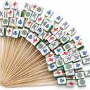 Bokon 200 Pcs Mahjong Cocktail Picks Mah Jong Long Toothpicks Sandwich Appetizer Charcuterie Skewers Decorative Bamboo Sticks for Game Night Birthday Party Supplies