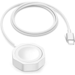 Short Watch Charger, USB-C Cord, Wireless Charging Compatible with Apple Watch Series 9/8/7/6/SE2/SE/5/4/3/2 (3.3ft/39in/1m) - White