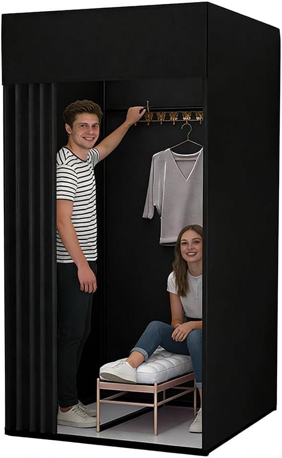 Clothing Store Fitting Room,Changing Room,Movable Changing Room,Strong Shading, Better Privacy Protection Fitting Room-Easy to Assemble, Clothing Store, Private Space(Black)