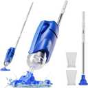Cordless Pool Vacuum for Above Ground & Inground Pools, 18.5GPM Suction with 2 Brush Heads for Leaves, Debris, 20-69" Telescopic Pole Back-Friendly Cleaning, Hot Tub Spa Handheld Cleaner (Blue)