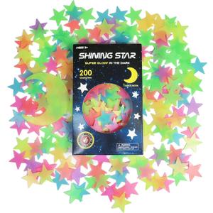 Glow in The Dark Stars Stickers for Ceiling, Adhesive 200pcs 3D Glowing Stars and Moon for Kids Bedroom,Luminous Stickers Create a Realistic Starry Sky,Room Decor,Wall Stickers
