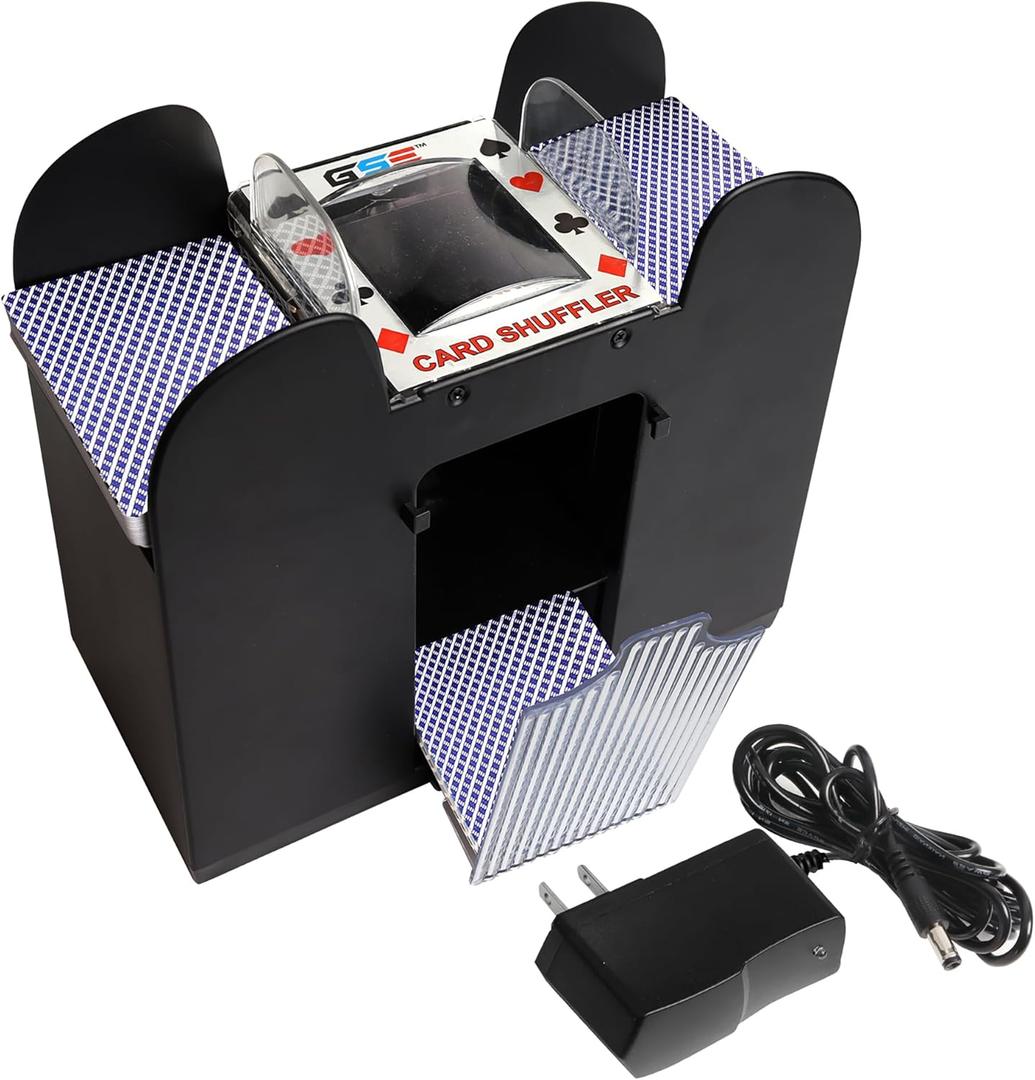 GSE Games & Sports Expert 6-Deck Automatic Card Shuffler, AC/DC-Power & Battery-Operated Shuffler Machines for Playing Cards, Blackjack, Texas Hold'em, Canasta, Bridge, UNO