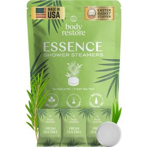 Body Restore Shower Steamers Aromatherapy 15 Pack  Easter Basket Stuffers, Easter & Birthday Gifts for Women & Men, Girls & Boys, Stress Relief & Relaxation Self Care  Tea Tree