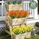 TURNMEON 20 Bundles Calla Lily (400 Heads) Artificial Flowers for Outdoors, Fake Plants UV Resistant Faux Plastic Fake Flowers for Indoor Planter Porch Gardens Home Summer Cemetery Decor(Color Mix)