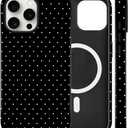 Magnetic for iPhone 15 Case Cute Polka Dot Phone Case, Shockproof Slim TPU and Hard PC Protective Phone Cover Compatible with MagSafe Designed for Women Girls, Black