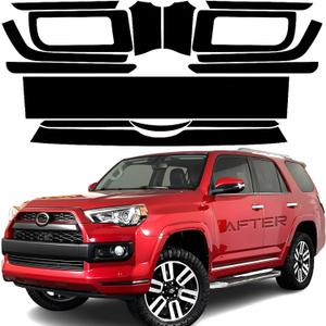Front Grille Bumper Chrome Delete Vinyl Wrap Overlay fit for 2010-2024 Toyota 4Runner Accessories with Blackout Film Gloss Black Kits
