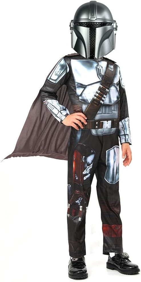 Mandalorian Costume for Kids Halloween Cosplay Jumpsuit with Mask Cloak (Medium(6-8 Years))