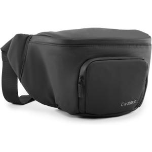 Cwatcun Waterproof Camera Waist Bag Compact Camera Case, Lightweight Portable Fanny Pack, Daily Carry Storage Case Crossbody Bag for Canon, Nikon, Sony, Fuji DSLR/SLR/Mirrorless Camera, Lens, Black (Small)