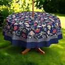 Outdoor Tablecloth with Umbrella Hole Elegant Zipper Patio Table Cloth for Outdoor Patio Garden Yard Decor