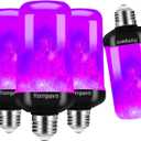Hompavo Upgraded LED Flame Light Bulbs Halloween Decorations, 4 Modes Flickering Light Bulbs with Upside Down Effect, E26/E27 Flame Bulb for Christmas Party Home Indoor & Outdoor (4 Pack) (Purple)