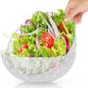 2 Transparent 1600Ml Salad Bowls, Stackable Pc Serving Bowls with Decorative Pattern for Pasta, Veggies, and Centerpieces