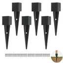 6 Pcs 4x4 Fence Post Anchor Ground SpikeInner Size 3.6"x3.6" 16" Black Powder CoatedMailbox Post Anchors, for Deck,Fence,Railing,Mailbox..