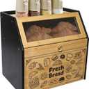 Upgraded read Box for Kitchen Countertop, Double Layer Bread Storage Container, Wooden Bread Storage Bin, Bread Boxes for Kitchen Counter Corner, Cabinet, Pantry, Cupboard (Black)