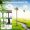 Bird Feeder Pole Stand,95 Inch Bird House Pole for Outdoors Heavy Duty,5 Base Prongs Adjustable Birds Feeder Stand for House