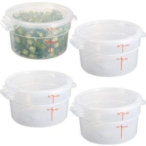 CURTA 2 Quart Translucent Round Food Storage Container with Lid, Pack of 4 NSF Listed, BPA-Free, Commercial-Grade Polypropylene, Freezer & Dishwasher Safe, Non-Stick, Easy-Read Graduations