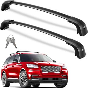 Roof Rack Cross Bars 300lbs Compatible with Lincoln Aviator 2019 2020 2021 2022 2023 2024 2025 2026Heavy Duty Aluminum Lockable Roof Rails Crossbars Cargo Canoe Black Rooftop Cargo Carrier Luggage.