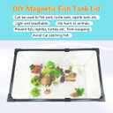 Magnetic Fish Tank Cover with Dark Grey Frame Grey Fiberglass Mesh, DIY Aquarium Lid for Preventing Fish from Jumping Out and Reptile Escaping, Adjustable Size Fit Tank Size Max 35''x19''