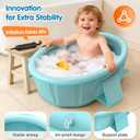 Baby Bathtub with Inflatable Top Edge, Extra Stable Infant Bath Tub, Collapsible & Portable for Baby Bath Time, No Tilt Design for 12M-6Y Toddler, No Assembly for Travel Shower