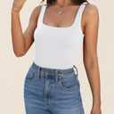Womens Tank Tops Dressy Summer Sleeveless Shirts Sexy Square Neck Double Lined Fitted Tops T Shirts Blouses (L)