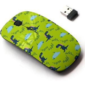 2.4G Wireless Mouse with Cute Pattern Design for All Laptops and Desktops with Nano Receiver - Dino Kid