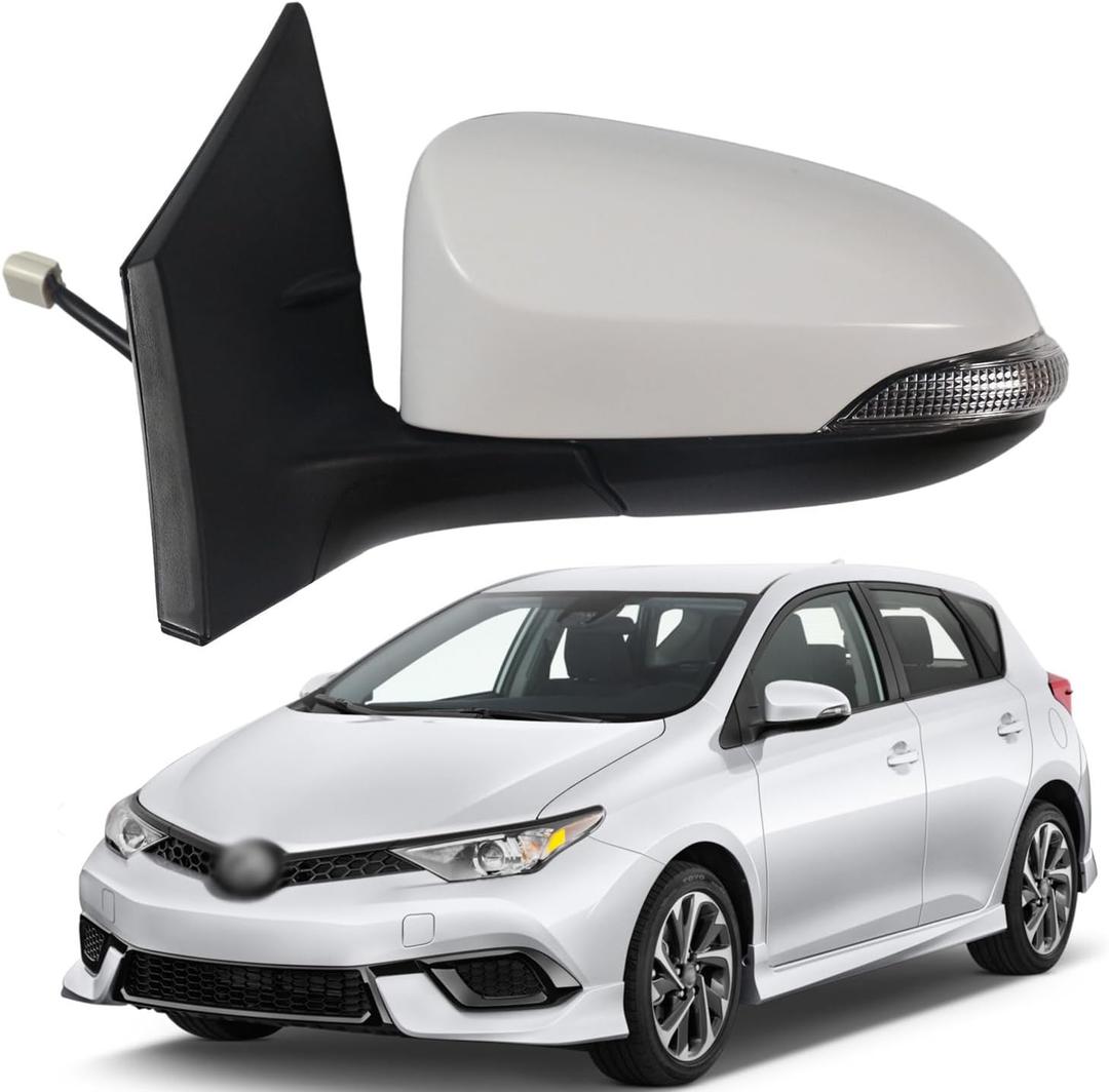 Car Door Mirror Side Mirror for Toyota COROLLA 2014-2018 Left Driver Side | Power Adjustable Glass | Heated Glass| Paint To Match |Turning Signal | Replace Partslink TO1320295| WHITE (LH)