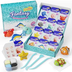 Air Dry Modeling Clay for Kids - Ocean Adventure, 12 Boxes Clay Kit with 4 Tools & Tutorials, Soft DIY Craft Kit for Art Projects, Creative Gift for Boys & Girls Ages 3+