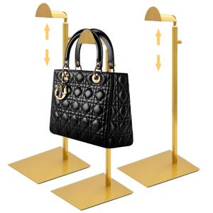 Royxen 2 Pack Purse Holder, Purse Display Stand with Adjustable Height, Bag Stands for Display, Stainless Steel Purse Rack for Bags Organizer (Gold)