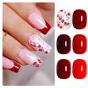 Double Rhythm Gel Nail Polish Set of 6 Colors Baby Light Pastel Milky Nail Polish Starter Kit Art DIY Salon Home (Red Glitter Dark Neon Red Maroon Burgundy,Kit 15)