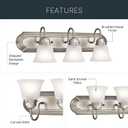 Kichler 24" 3-Light Vanity Bath Light in Brushed Nickel, Modern Bathroom Light with Clear Satin Etched Glass, (24" W x 8" H), 5337NIS