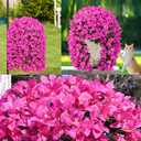 2Pcs UV Resistant Artificial Flowers for Outdoors, Realistic Faux Silk Bougainvillea Flowers, Fake Hanging Plants for Porch Patio Balcony Decoration (Purple)