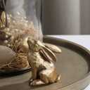 DN DECONATION Golden Polyresin Bunny Decor Rabbit Figurines, Easter Bunny Statue Set of 3 for Spring Tabletop Decor