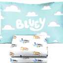 Jay Franco Bluey & Bingo (4 Piece Toddler) Bedding Set Includes Comforter, Sheets & Pillowcase, Super Soft Fade Resistant Microfiber, Official Licensed Toddler Bed Set for Boys and Girls, Blue