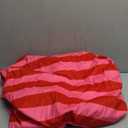 vctops Pink and Red Striped Tablecloth with Ruffle, Farmhouse Rectangle Decorative Table Cover for 4-6 Seat, Soft Velvet Washable Tablecloth for Baby Shower Party Kitchen Decor, 52"x70"