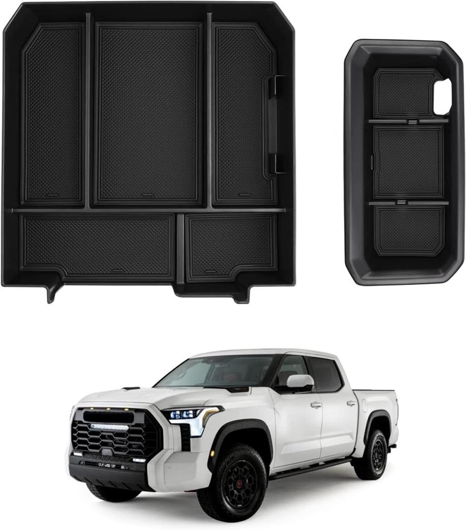 Autorder 2PCS Center Console Organizer for Toyota Tundra 2022-2026 Accessories Dashboard Organizer Armrest Storage Box Secondary Insert Tray