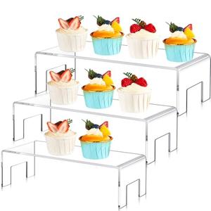 RattanView 3 Pcs Extra Large 12,11,10 Inch Acrylic Display Risers Clear Acrylic Shelf Riser Display Stands 5 mm Thick Rectangular for Collectibles Figures