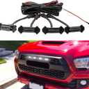 Seven Sparta 4 PCS Grill Led Lights with Fuse Adaptor Compatible with 2016-2023 Toyota Tacoma TRD Pro OEM Front Grille (White Light with Black Shell)