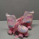 jessie Girl Roller Skates for Kid, PU Leather Flash Rainbow Adjustable Roller Skates Girls Ages 5-12 Four-Wheel Beginner Adult Indoor Outdoor (pink)