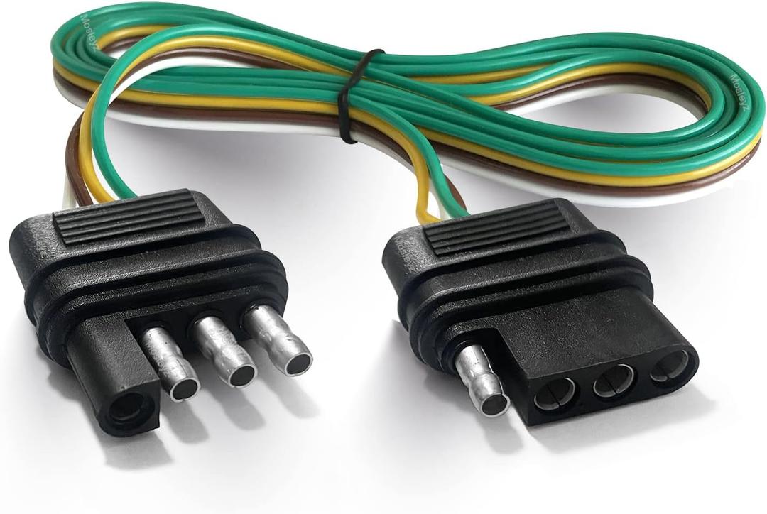 Trailer Wire Extension 4-Way 4 Pin Plug, 4 Wire 4-Flat Connector with Male & Female Plug 18 AWG 37 inch Hitch Light Trailer Wiring Harness Extender