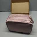 Travel Makeup Bag Women's Large Capacity Cosmetic Portable Organizer Large Opening Waterproof Storage Toiletry Bags Vertical Free-Standing Brush Holder for Easy Access Pink