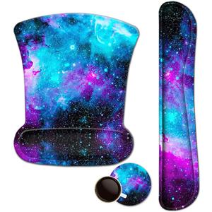 Memory Foam Ergonomic Keyboard Wrist Rest Pad and Mouse Wrist Rest Support Mouse Pad Set with Non-Slip Rubber Base Set for Office Gaming Easy Typing & Pain Relief - Galaxy