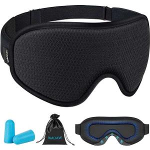 WAOAW Sleep Mask with Storage Pouch & Earplugs