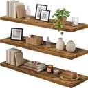 QEEIG 12" Deep Floating Shelves for Wall (Brown, Set of 3, 47.2" x 12")