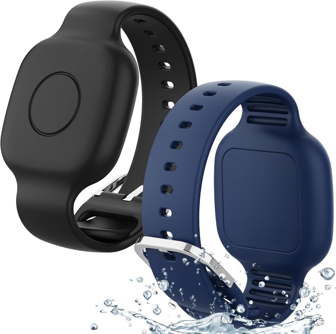 Waterproof Silicone Bracelet for Tile Mate 2024/2022, Hidden GPS Tracker Holder for Kids, Teens & Elderly, Adjustable Anti-Lost Wristband, Durable, Lightweight, Comfortable Fit  Black/Blue